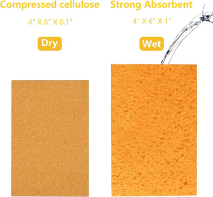 Cellulose Sponges, Large Size 4" x 6" x 1" - Heavy Duty Scrub Kitchen Sponge, Clean Tough Messes Without Scratching Kitchen Cleaning Pads, Pop Up Eco DIY (6 Pack), Green