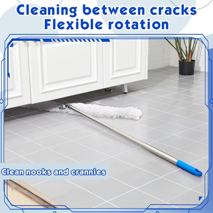 Suclain 4 Pcs Clip on Dust Mop Handle with Chuck 51.18 Inch Stainless Steel Flexible Maneuvering Mop Stick Replacement for Home Restaurant Kitchen Office Bathroom Wood Laminate Tile Floor Cleaning