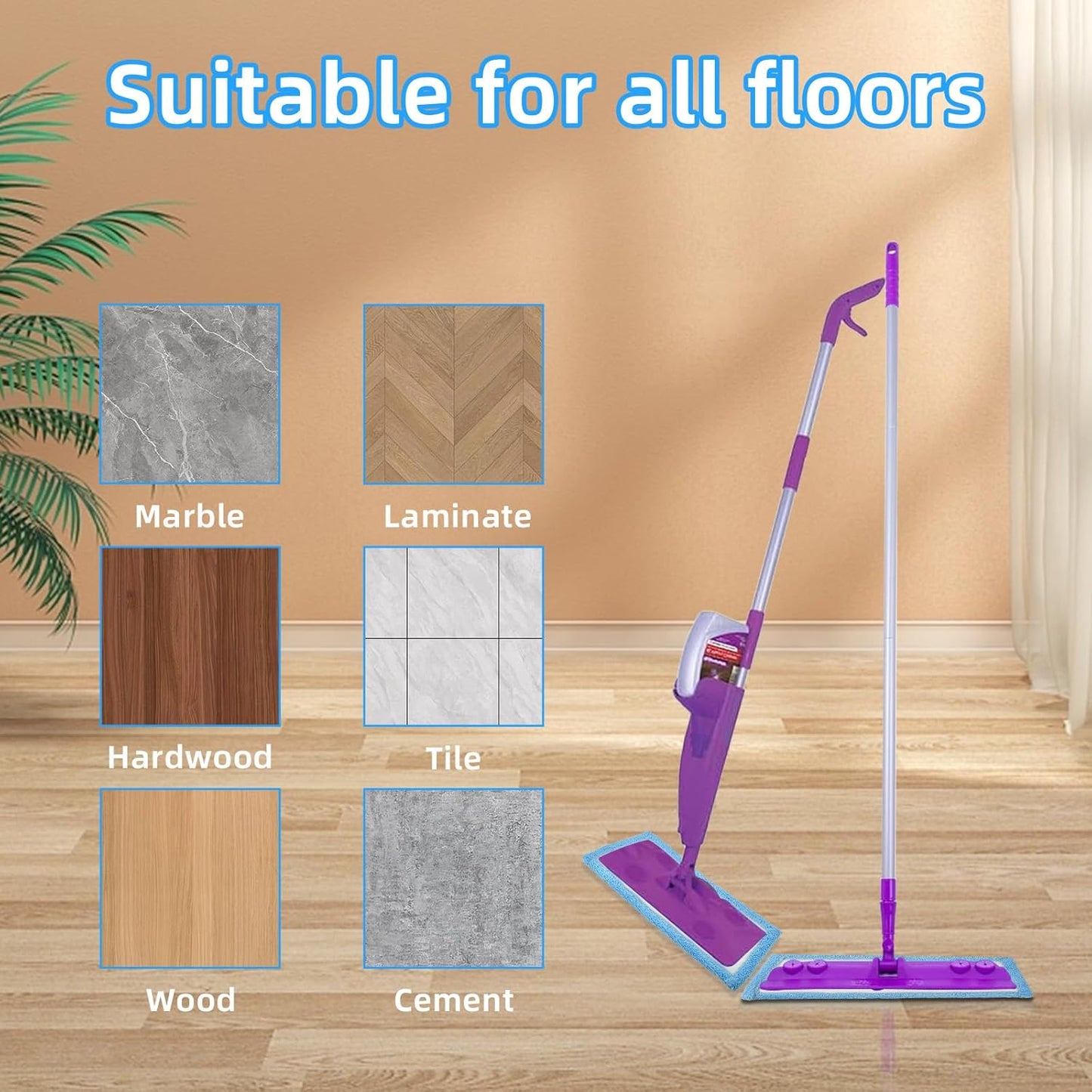 6 Pack Reusable Microfiber Pads for Rejuvenate Microfiber Mop, Compatible with Rejuvenate Click N Clean Multi-Surface Spray Mop, Machine Washable Microfiber Pad Refill for All Floors Without Handle