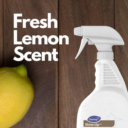 Diversey 4995480 Shine Up Lemon Furniture Polish, Cleans, Restores & Protects Wood, Ready-to-Use Capped Spray Bottle, 32-Ounce (Pack of 12 with 2 spray nozzles)