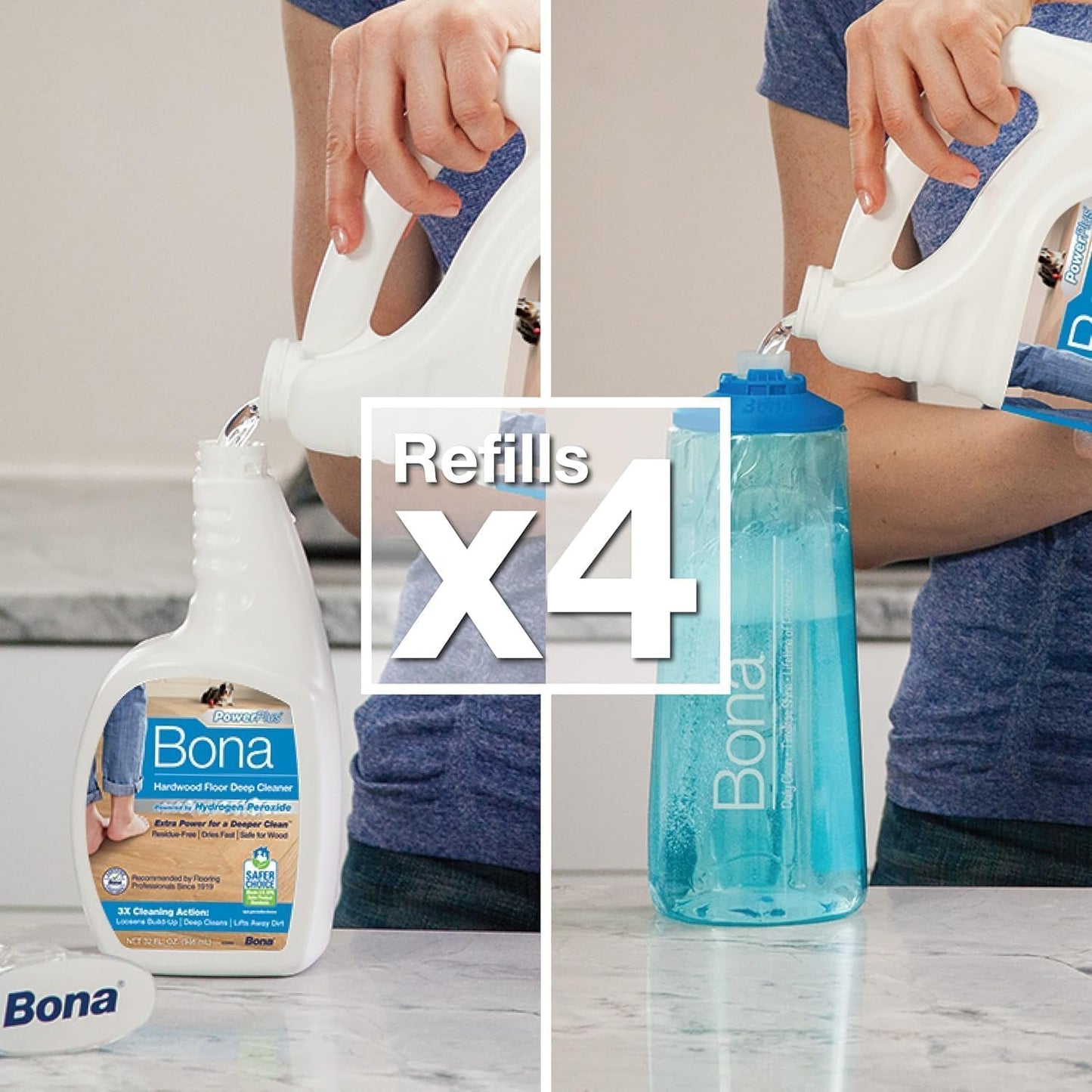 Bona Hardwood Floor Cleaner Refill - 128 fl oz - Unscented - Refill for Bona Spray Mops and Spray Bottles - Residue-Free Floor Cleaning Solution for Wood Floors