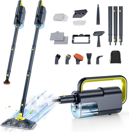 ScrubWiz 10-in-1 Steam Cleaner, Steam Mop & Detachable Handheld Steam Cleaner, 320ml Water Tank, 10s Fast Heating, Portable Steamer for Kitchen, Floor, Tiles, Window, BBQ Grill, Car, Bright White