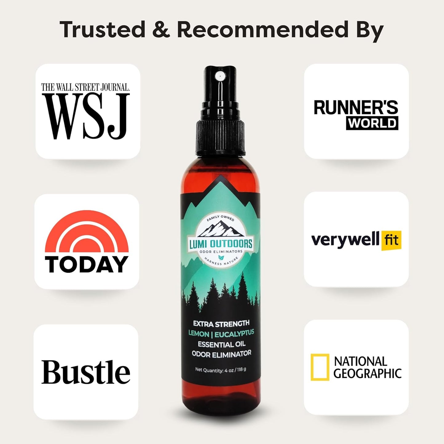 Lumi Outdoors Natural Shoe Deodorizer Spray (700+ Sprays) - Extra Strength Shoe Odor Eliminator for Smelly Shoes & Foot Odor - Replaces Shoe Balls & Inserts - Lemon Eucalyptus