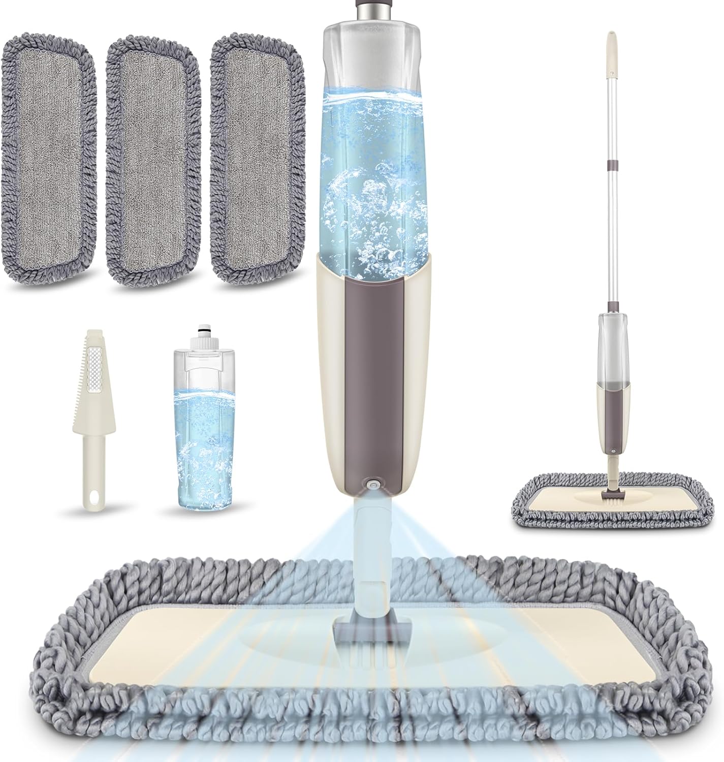 Spray Wet Mops for Hardwood Floor Cleaning: MEXERRIS Floor Mop with 5 Washable Pads for Swiffer Powermop & 2 Refillable Bottles - Home Commercial Dust Dry Mops for Wood Laminate Vinyl Tiles Ceramic