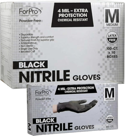 ForPro Disposable Nitrile Gloves, Chemical Resistant, Powder-Free, Latex-Free, Non-Sterile, Food Safe, 4 Mil