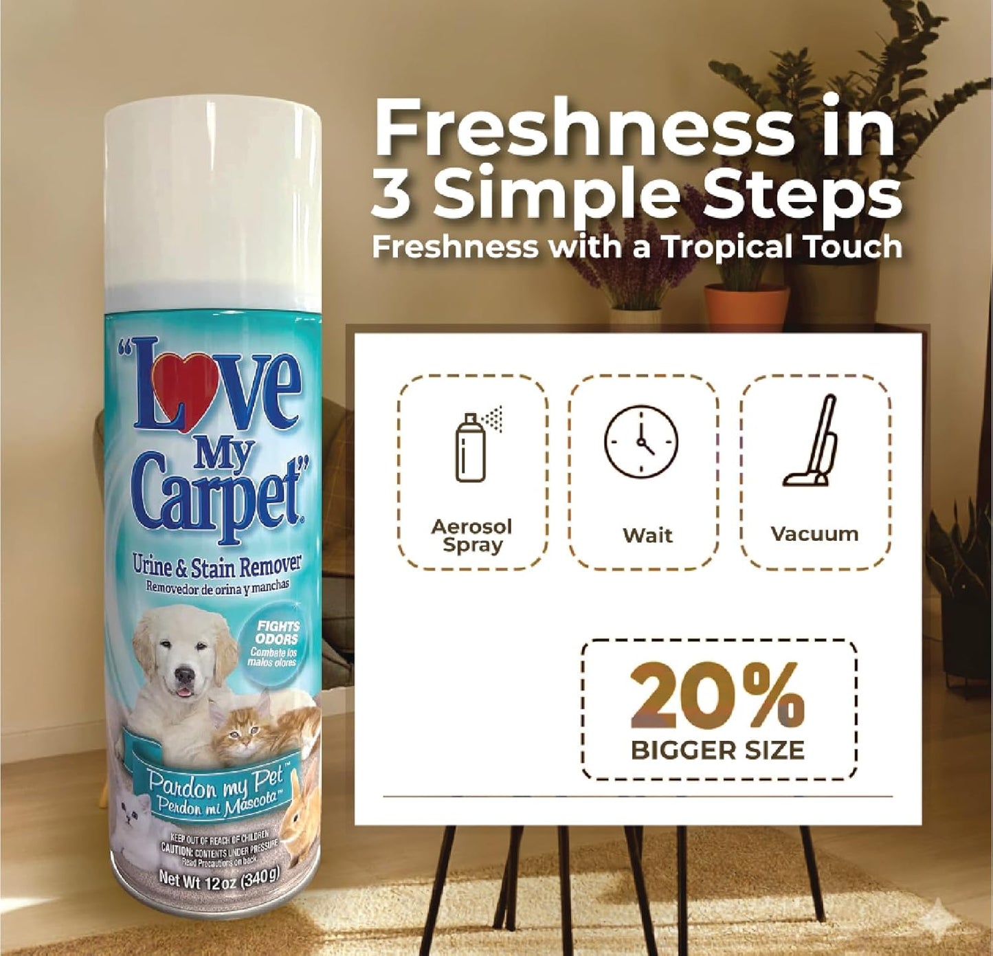 Love My Carpet Pet Special Heavy Foam,Carpet Cleaner,Urine,Pet Stain And Odor Remover,Carpet Cleaner Solution,2 Pack Of 12oz