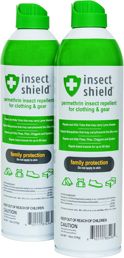 Insect Shield Premium Permethrin Spray - Tick, Flea, Fly, Mosquito, Chigger, Spider & Bed Bug Repellent for Clothing, Gear, Furniture, & Tents, Last up to 60 Days, Clear, 6 Oz Aerosol