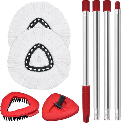 Mop Heads Replacements,Scrubber Head,Base and Pedal Bearing Replacement Combo Set for O-Cedar EasyWring 1-Tank System,Microfiber Mop Replace Head and Scrub Brush for Multi Surface Floor
