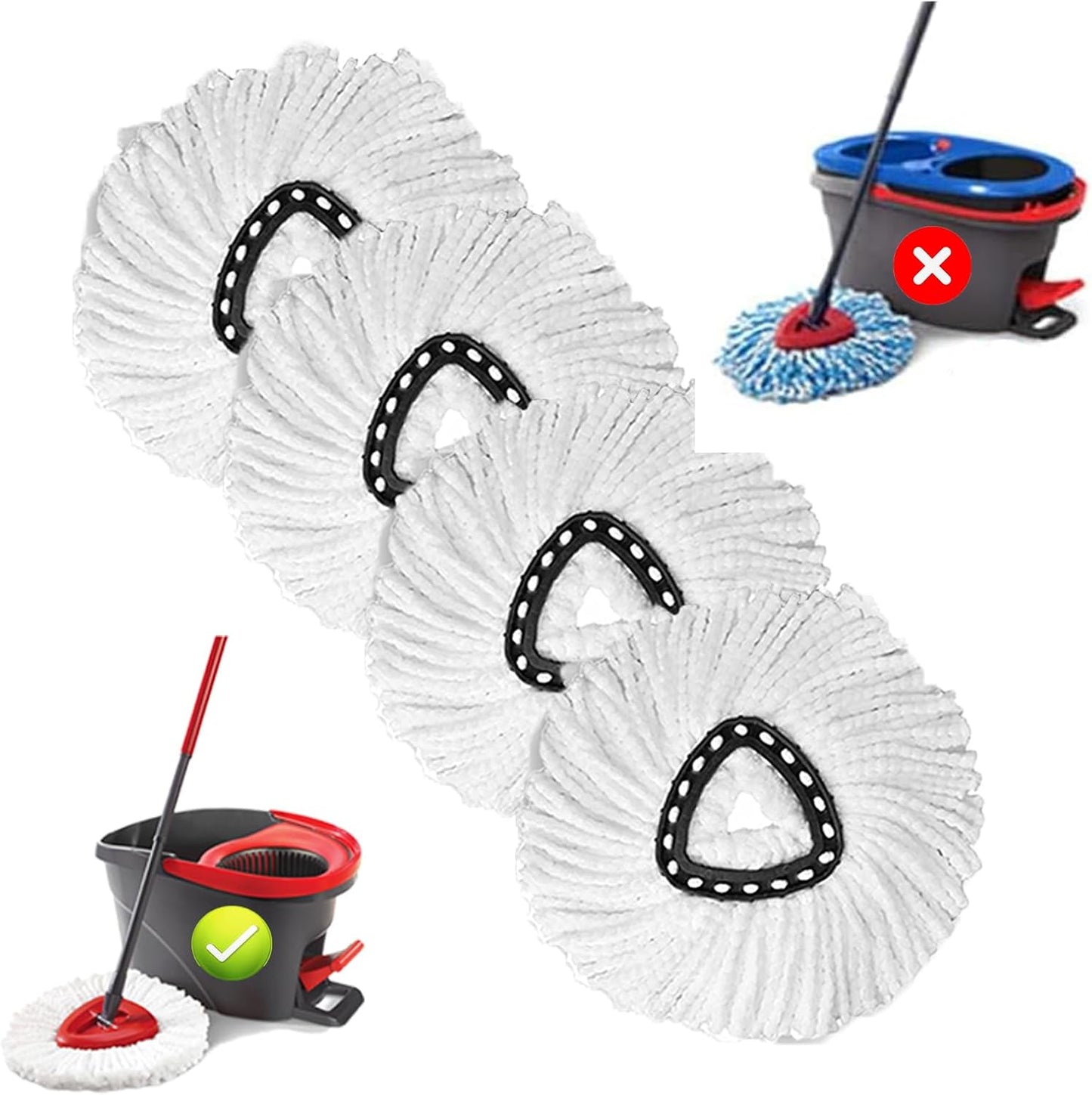 10 PCS Spin Mop Replacement Head,100% Microfiber Mop Heads Replacements Compatible with Cedar Easywring 1-Tank System, 360 Degree Round Mop Refills for Easy House Cleaning Floor Mopping