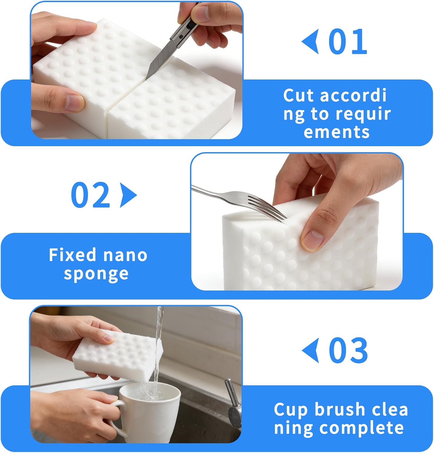 Cleaning Eraser Sponges, 11-Pack, Extra-Durable Melamine Foam Pads for Wall, Kitchen, Bathroom, Shower, Floor – All-Purpose Scrub Blocks, White, 4 x 2.35 x 0.79 in, Multi-Surface Cleaner
