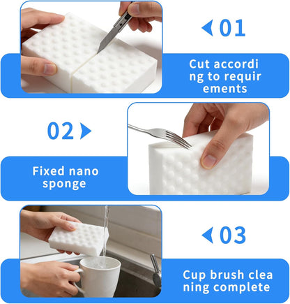 Cleaning Eraser Sponges, 11-Pack, Extra-Durable Melamine Foam Pads for Wall, Kitchen, Bathroom, Shower, Floor – All-Purpose Scrub Blocks, White, 4 x 2.35 x 0.79 in, Multi-Surface Cleaner