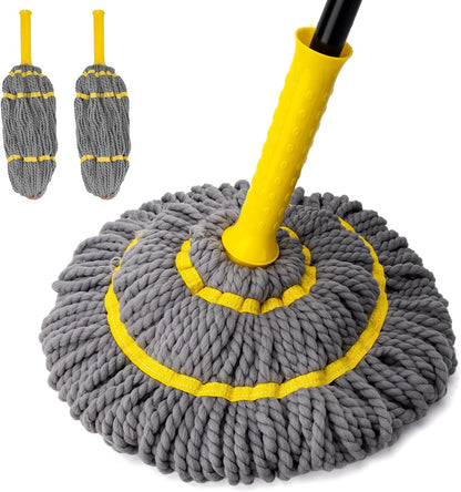 KeFanta Self-Wringing Twist Mop for Floor Cleaning, Long Handled Microfiber Floor Mop with Top Scouring Pad for Kitchen, Hardwood, Restaurant, Bathroom, Garages, Warehouses, Office,57-inch