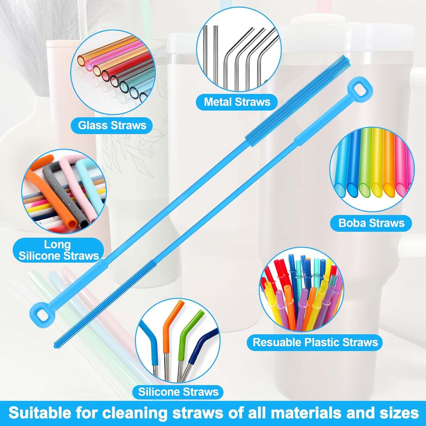 XANGNIER 5 in 1 Bottle Cleaning Brush Set,Multifunctional Water Bottle Brush and Straw Cleaner Brush,Cleaning Tool Kit for Owala/Stanley/Yeti/Simple Modern Tumbler Cup Accessories,Kitchen Gadgets