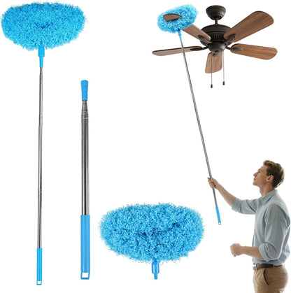 Rainbow Extendable Static Duster Reusable Microfiber Duster with 100" Telescoping Pole, Beandable and Washable Dusters Head for Cleaning Ceiling, Fan, Furniture