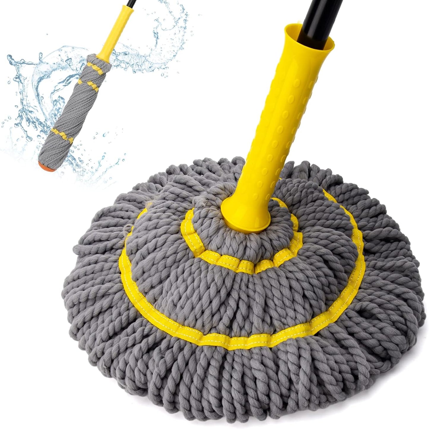 KeFanta Self-Wringing Twist Mop for Floor Cleaning, Long Handled Microfiber Floor Mop with Top Scouring Pad for Kitchen, Hardwood, Restaurant, Bathroom, Garages, Warehouses, Office,57-inch