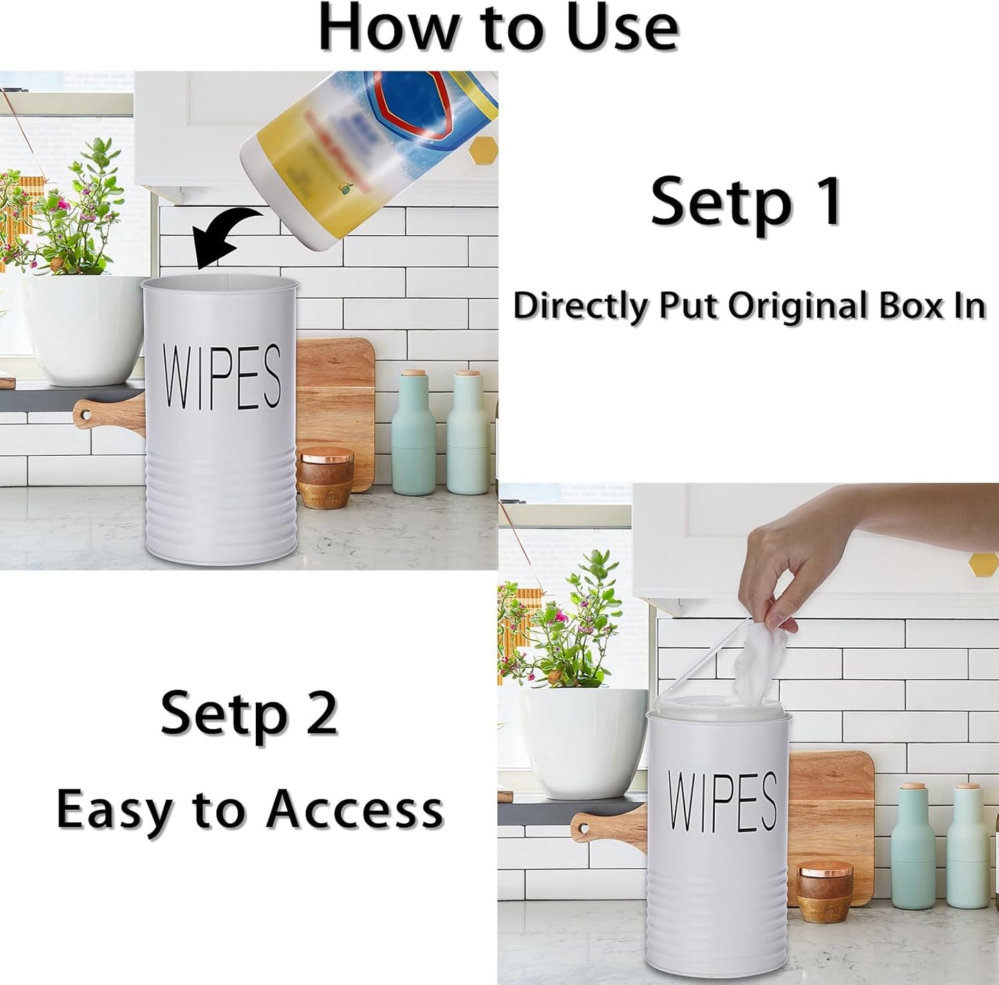 Kokone Wipes Dispenser Farmhouse Wipes Container with Matte Finish Compatible for Clorox Lysol Sturdy Galvanized Iron Wipes Holder for Kitchen,Bathroom,Office,School Table Countertop,Black
