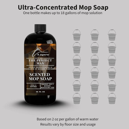 Lapew Santal Scented Mop Soap - Luxury Floor Cleaner Concentrate for Mopping Tile, Laminate, Vinyl & Hardwood | Streak-Free, Low-Foam | 36 oz - Colors C