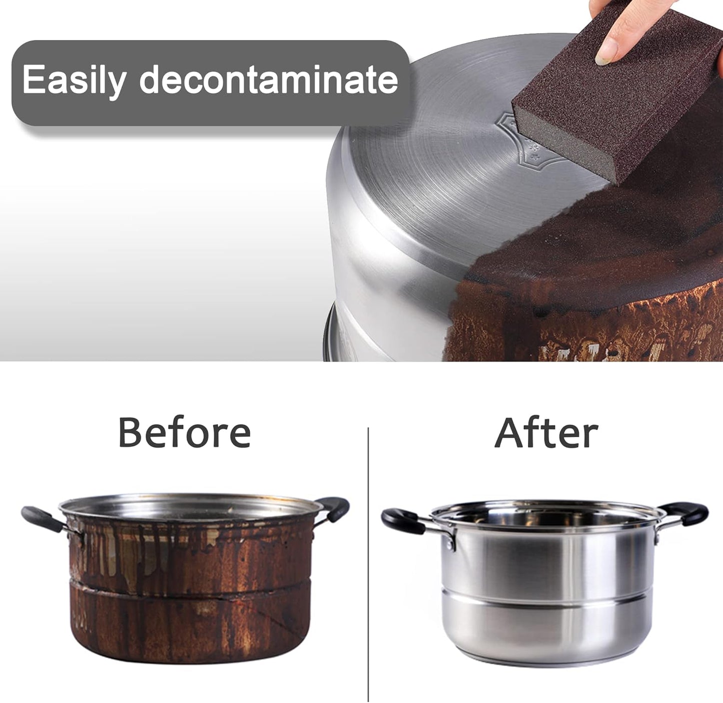 Krisler Carborundum Sponge Nano Emery Sponges Caspian Stone Pot Clean Brush Rust Eraser Grit Scouring Pads Pot Cleaning Pads with Carborundum Washing Kitchen Cleaner Tool 8pc