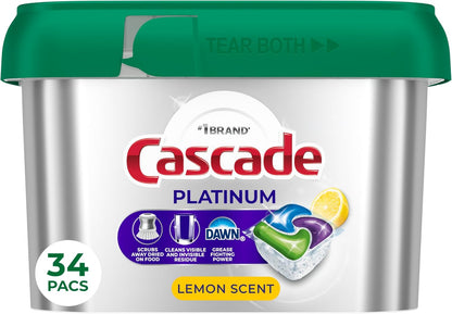 Cascade Platinum Dishwasher Pods, Dishwasher Detergent, Dish Detergent Soap, Lemon, 59 Count