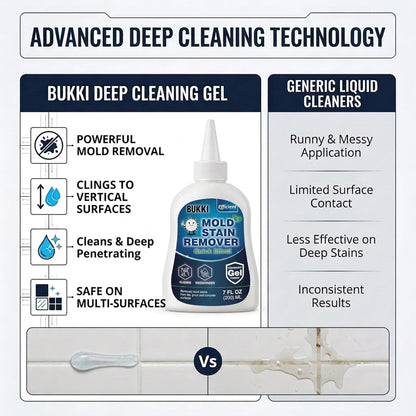 BUKKI Professional Mold Stain Remover Gel (7 FL OZ), Heavy Duty Thick Gel for Shower Grout, Front Load Washer Seals, Caulking, Bathrooms, Sinks and Tile