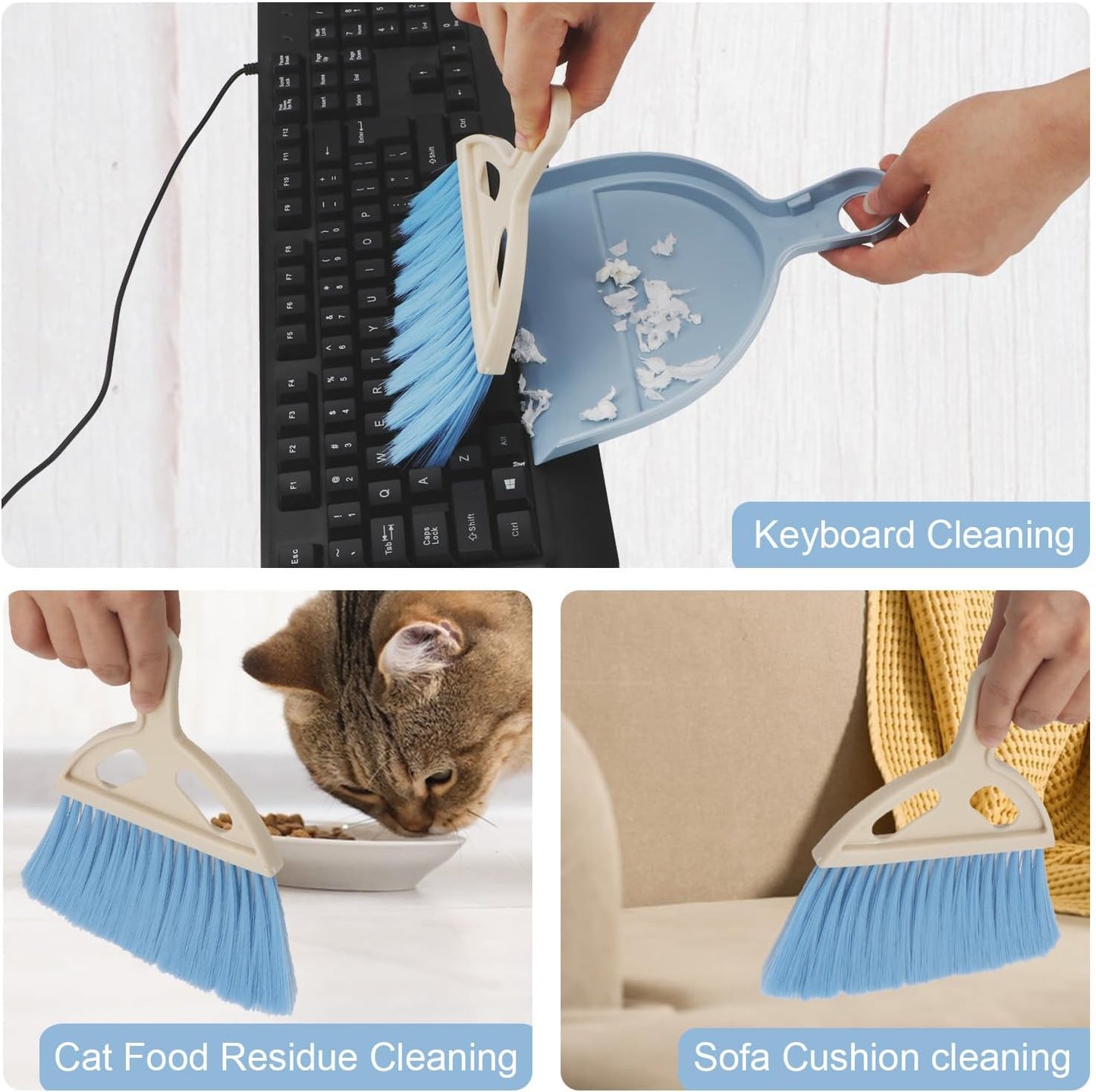 Mini Dustpan and Brush Set Portable Small Broom with Dust Pan Handheld Hangable Whisk Broom and Dust Pan for Home, Kitchen, Table, Office, Car 1 Pcs (Green)