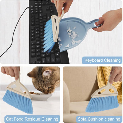 Mini Dustpan and Brush Set Portable Small Broom with Dust Pan Handheld Hangable Whisk Broom and Dust Pan for Home, Kitchen, Table, Office, Car 1 Pcs (Green)