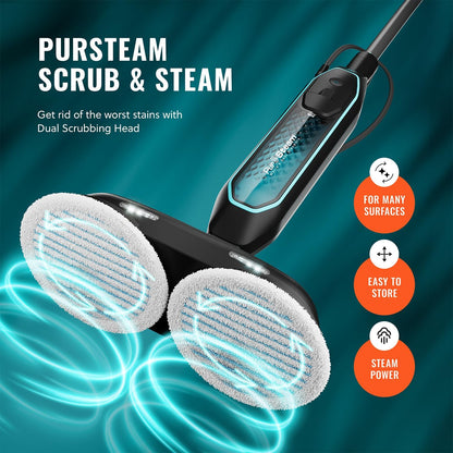 PurSteam 10-in-1 Steam Mop, Floor Steamer with Detachable Handheld Steam Cleaner for Tile, Hardwood Floors