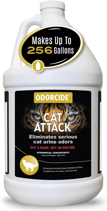 Odorcide Cat Attack Concentrate Odor Eliminator - Cat Urine Remover for Carpet & Upholstery - Litter Box Odor Eliminator - 16 oz