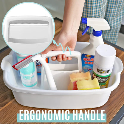 Cleaning Supplies Caddy, Household Tools Organizer with Handle, Large Plastic Bucket, Portable Shower Basket Tote, Gray