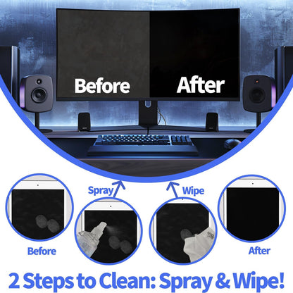 2-Pack Eye Glasses Cleaner Spray, Travel-Sized Screen Cleaning Kit with Touchscreen Mist for iPhone, Sunglasses, Computer, Laptop Screens, Phone Electronics with Eyeglass Cloth and Case Lid - Hatstart