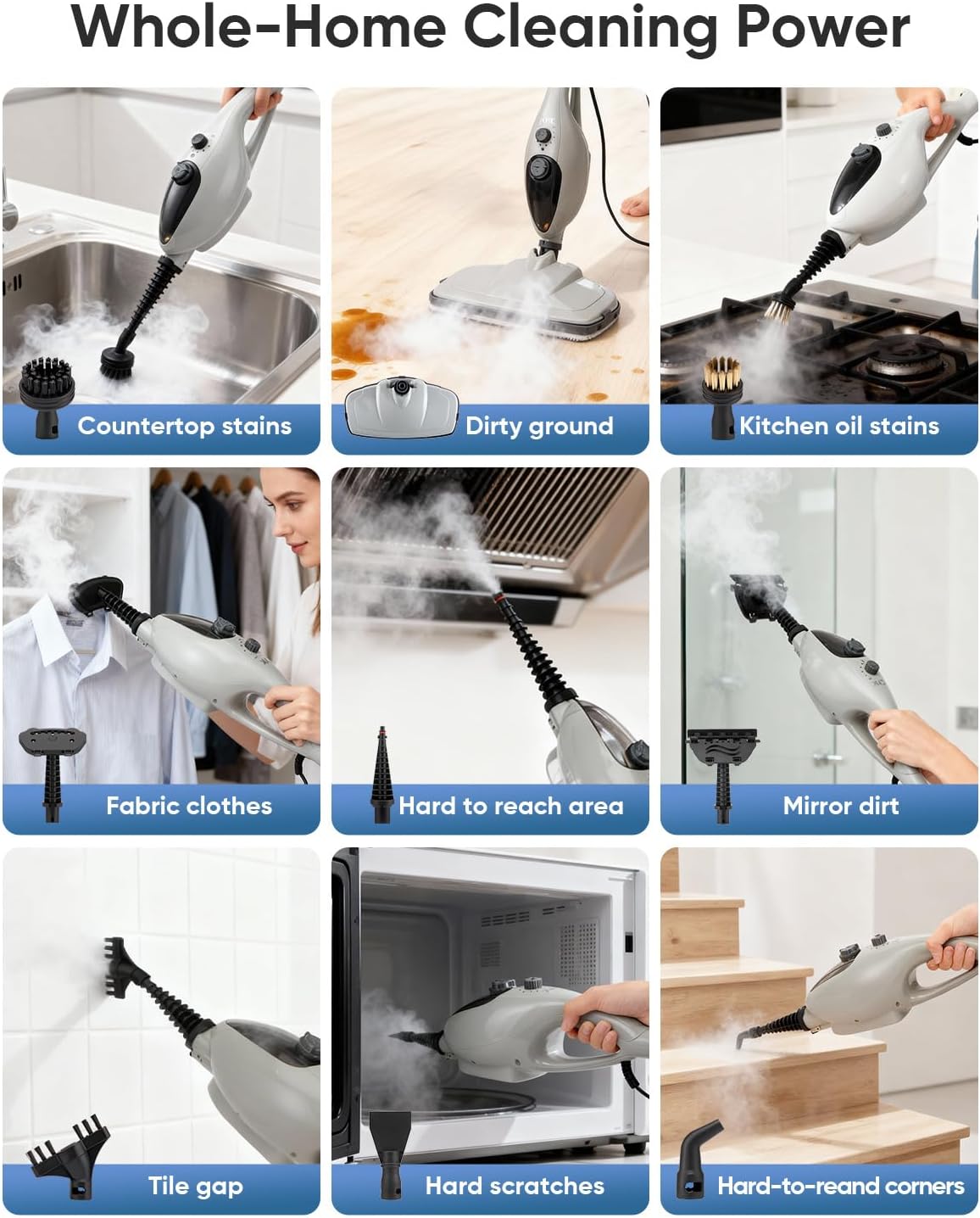 CYK Steam Mops for Floor Cleaning, 12 in 1 Handheld Steam Cleaner for Home, Floor Steamer for Hardwood Floors and Tile (Purple-grey)