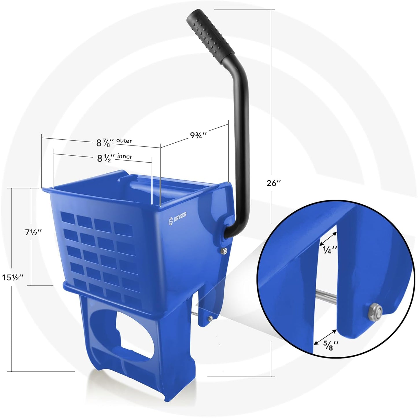 Side Press Wringer Replacement for Dryser Branded Commercial Mop Bucket, 26 and 33 qt.- Yellow