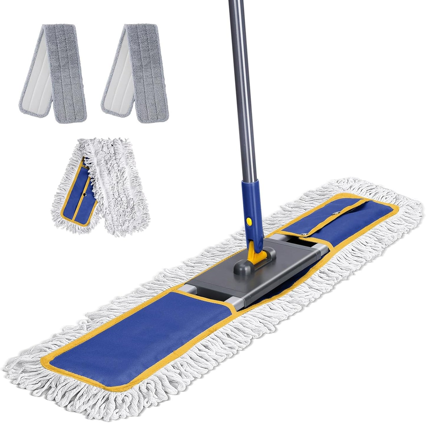 Mops for Floor Cleaning, Masthome Flat Dust Mop with 4 Reusable Pads, 2-Sided Microfiber Dust Mop for Wet & Dry Use, Flat Flip Mops for Hardwood, Laminate, Vinyl,Kitchen, Tile -1 Scraper