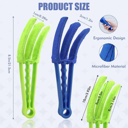 2 Pcs Blind Cleaner Duster Tool, Window Blind Duster Brush with 6 Microfiber Sleeves, Blinds Cleaner Tool for Window Blinds, Car Air Condition, Exhaust Vent