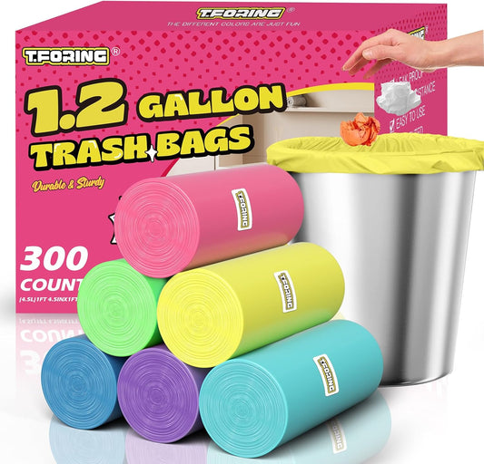 150 Count 4 Gallon Small Trash Bags - Colored Bathroom Garbage Bags Unscented Leak-proof, 15 Liter Plastic Wastebasket Can Liners for Office Bedroom Toilet and Car