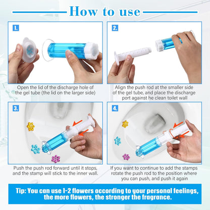 6 Pcs Toilet Gels 84 Count 1 Kind Flower Stamp Bowl Gel Scent Toilet Stain Removal Cleaner Air Freshener Flower Stamps Pack for Bathtubs Bathroom