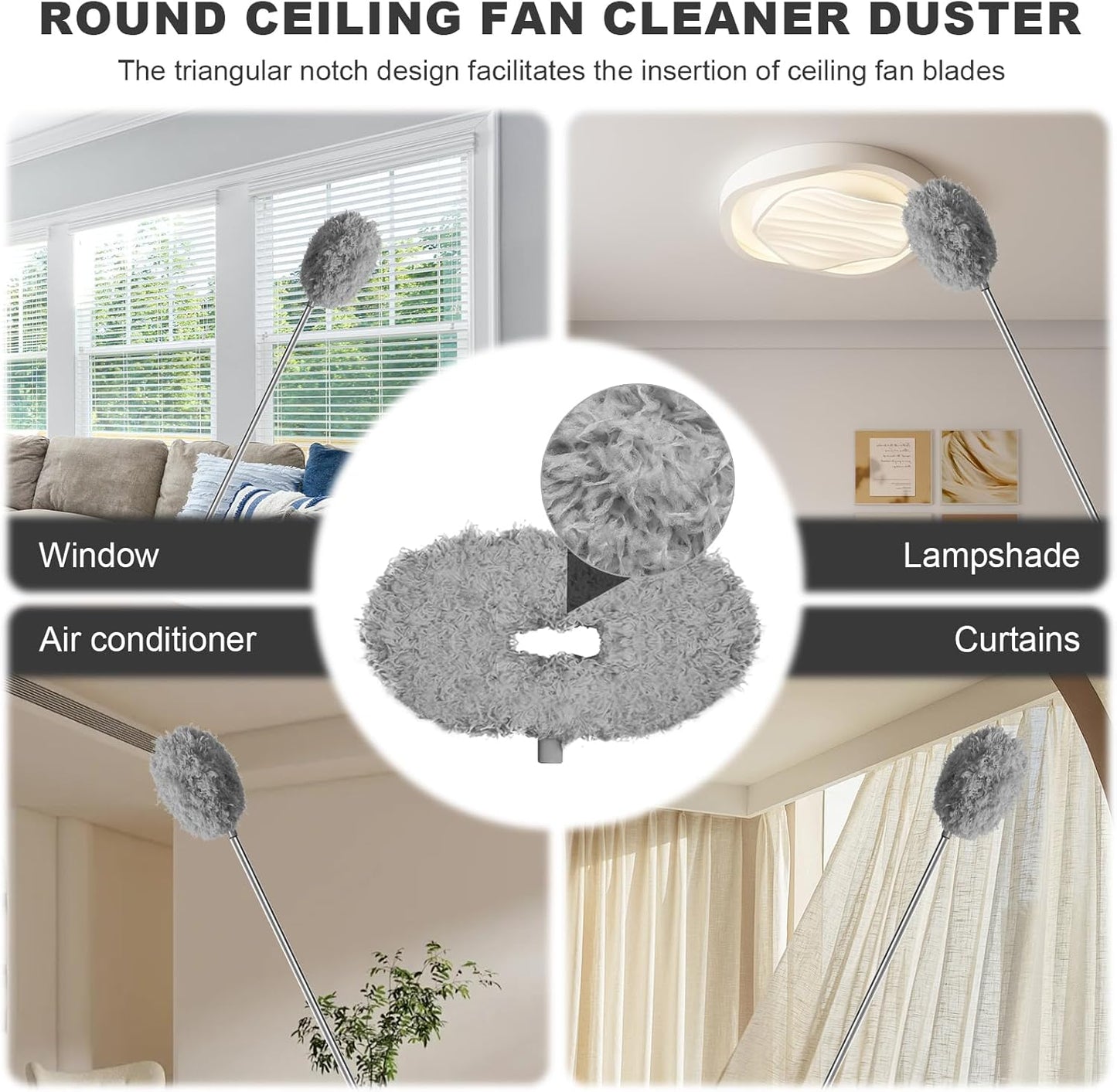 Storystore Ceiling Fan Cleaner Duster - Adjustable Duster with Extension Pole,Dusters for Cleaning Fan Blade, Walls and Cobweb (Blue)