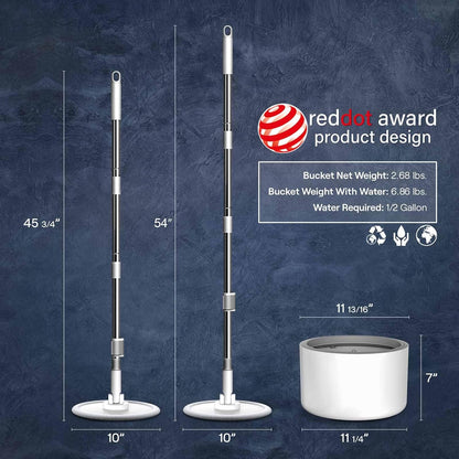 VENETIO Innowellclean Microfiber Spin Mop and Bucket Set with Patented Water Filtration System - Deep Self Cleaning/Dry/Wet All-In-One Floor Mop for Home Hardwood, Tile - Ideal for Pet Owners (2 Pads)