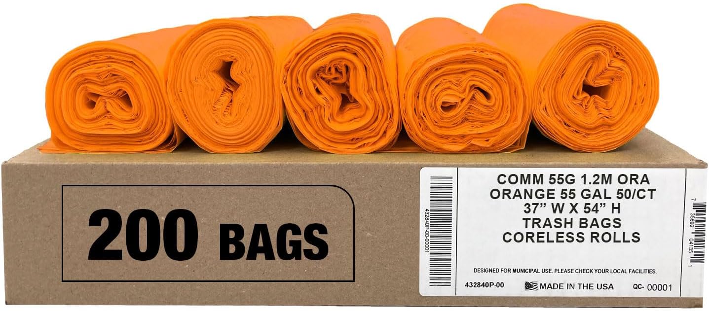 Ultrasac Heavy Duty 55 Gallon Clear Trash Bags - (Value 50 Pack) - 1.2 MIL equivalent Industrial Strength Plastic 37" x 54" for 50-55 Gal Cans -Fits Toter, Rubbermaid Brute, Carlislie Bronco etc.