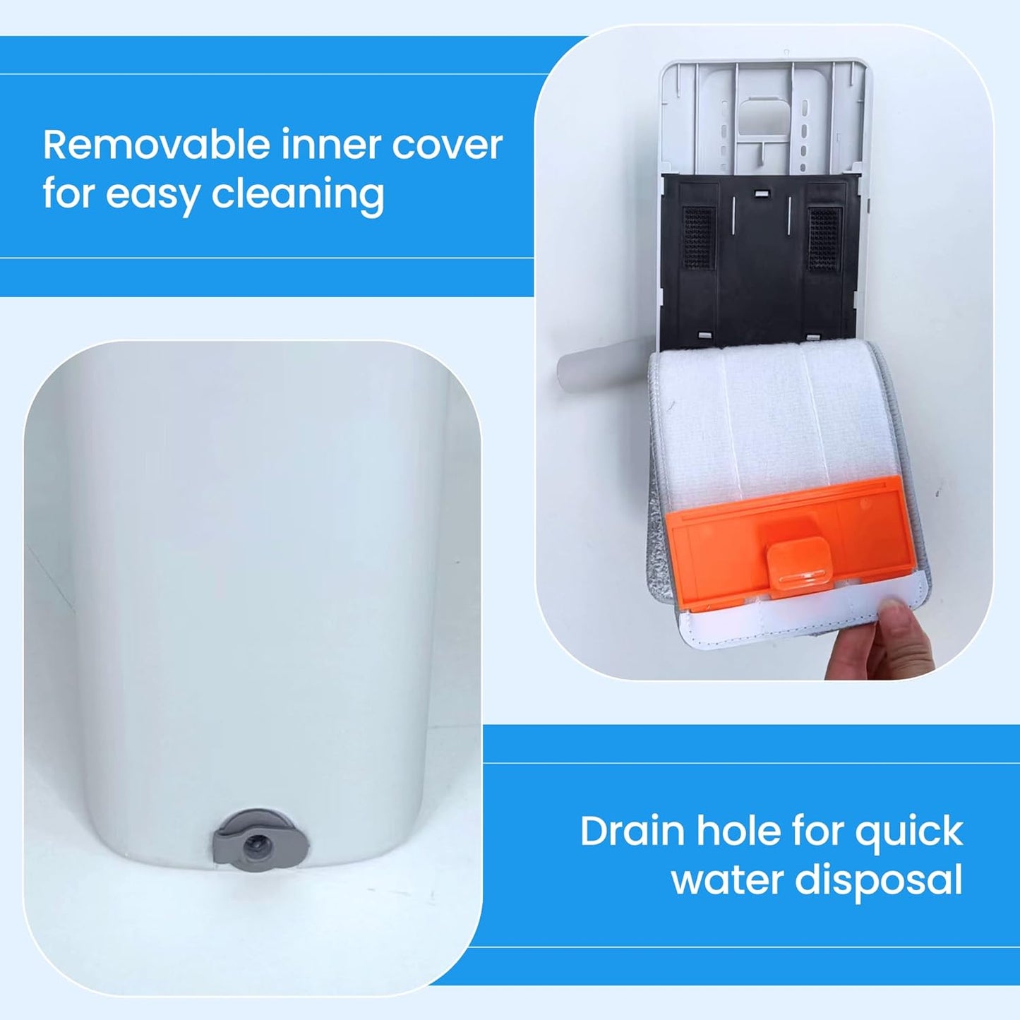 WonderMop and Bucket Set - 6L Bucket Capacity, 54-Inch Pole - Flat Mop and Bucket System - Microfiber Mop & Bucket Floor Cleaning System - Separate Dirty and Clean Water Compartments