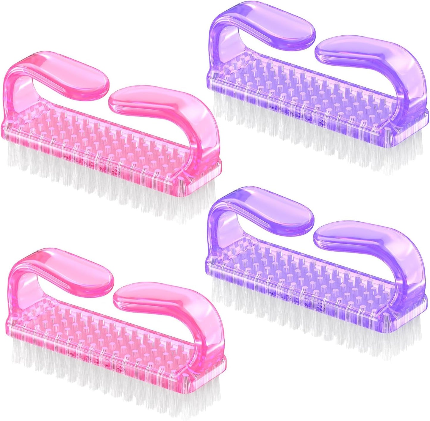 Larbois Handle Grip Nail Brush, Nail Brushes Hand Fingernail Brush Cleaner Scrubbing Kit Pedicure for Toes and Nails Men Women (4 Pack)