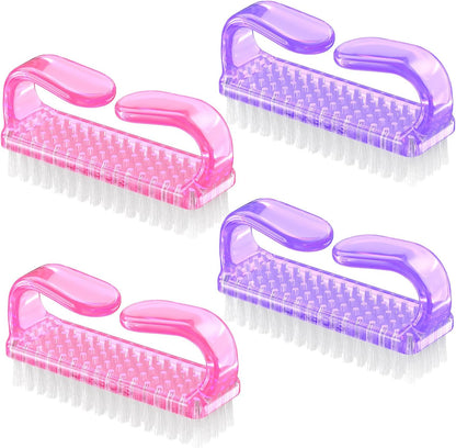 Larbois Handle Grip Nail Brush, Nail Brushes Hand Fingernail Brush Cleaner Scrubbing Kit Pedicure for Toes and Nails Men Women (4 Pack)