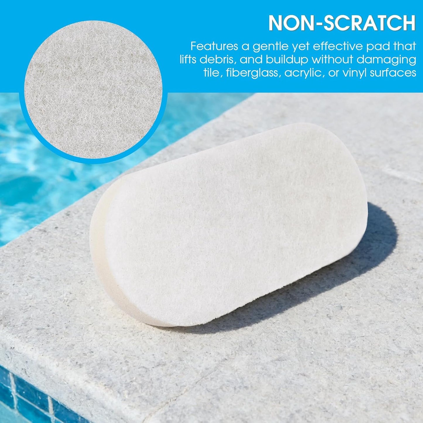 TidyMister Hot Tub & Spa Scrub Pad – Flexible Handheld Non-Scratch Scouring Pads for Pool Tile & Surface Cleaning, Replaceable Design, 2 Pack