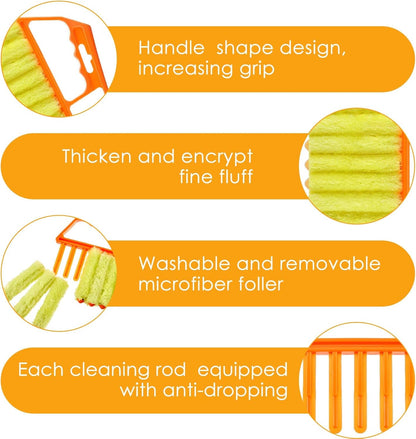 Geiserailie 1 Pcs Window Venetian Blind Cleaner Duster Tool Washable 7 Fingers Dusting Cleaner and Air Vent Shutter Brush Blinds Air Conditioner Fan Duster Dirt Housekeeping Tool (Orange)