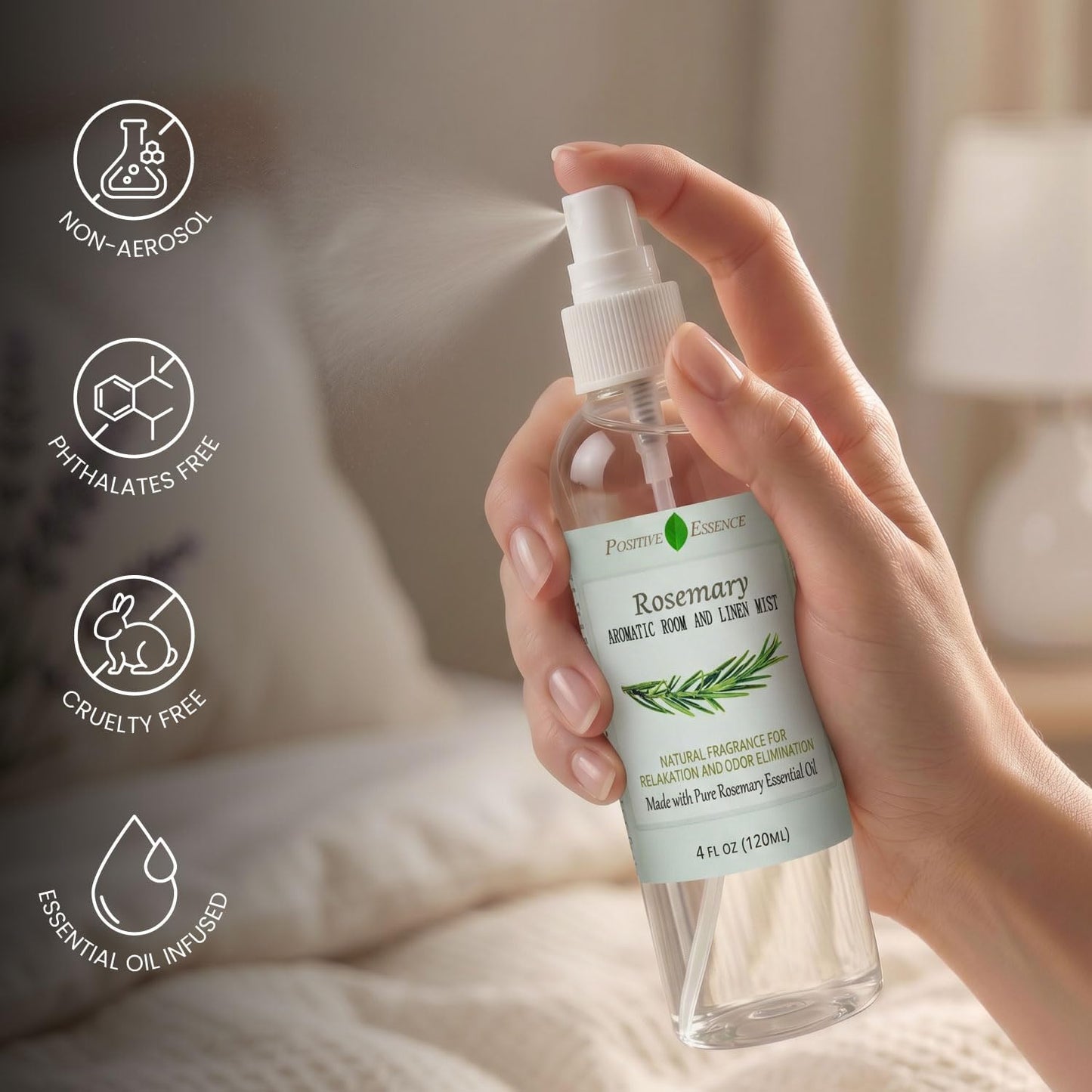 Lavender Room and Pillow Spray, Natural Aromatherapy Sleep Spray with Lavender Essential Oil for Relaxation, Fabric & Bedding Mist, Non-Aerosol Odor Neutralizer