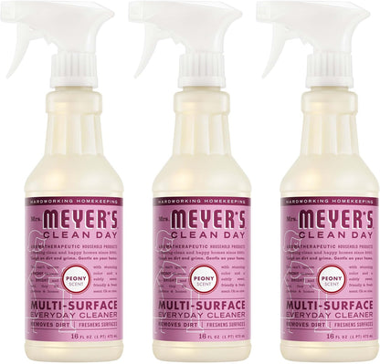 MRS. MEYER'S CLEAN DAY Multi-Surface Everyday Cleaner, Peony Scent, 16 Fl Oz Bottle - 3 Pack