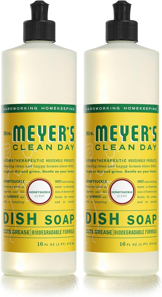 Mrs. MEYER'S CLEAN DAY Liquid Dish Soap, Honeysuckle, 16 fl. oz (Pack of 2)