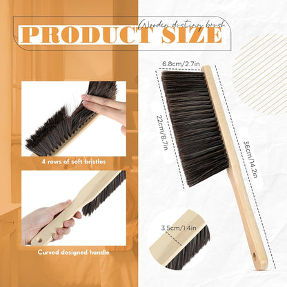 Tioncy 8 Pieces Wooden Dust Brush Bulk Hand Broom Bench Soft Bristle Cleaning Outdoor Furniture Brushes with Long Wood Handle for Cleaning Car Bed Sofa Fireplace Couch Clothes