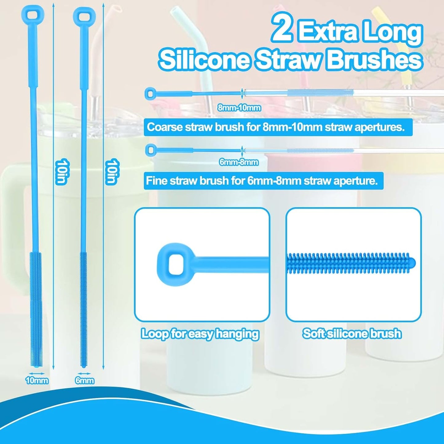 XANGNIER 5 in 1 Bottle Cleaning Brush Set,Multifunctional Water Bottle Brush and Straw Cleaner Brush,Cleaning Tool Kit for Owala/Stanley/Yeti/Simple Modern Tumbler Cup Accessories,Kitchen Gadgets