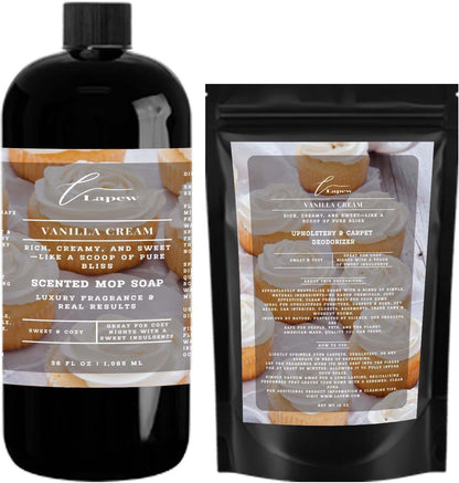 Lapew Black Sea Scented Cleaning Bundle | Carpet Deodorizer Powder (16 oz) & Mop Soap Concentrate (36 oz) | Pet-Friendly Odor Eliminator - Colors B